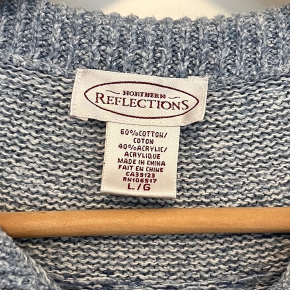 Northern Reflections White & Blue Zippered Snowflake Cardigan - Picture 2 of 9